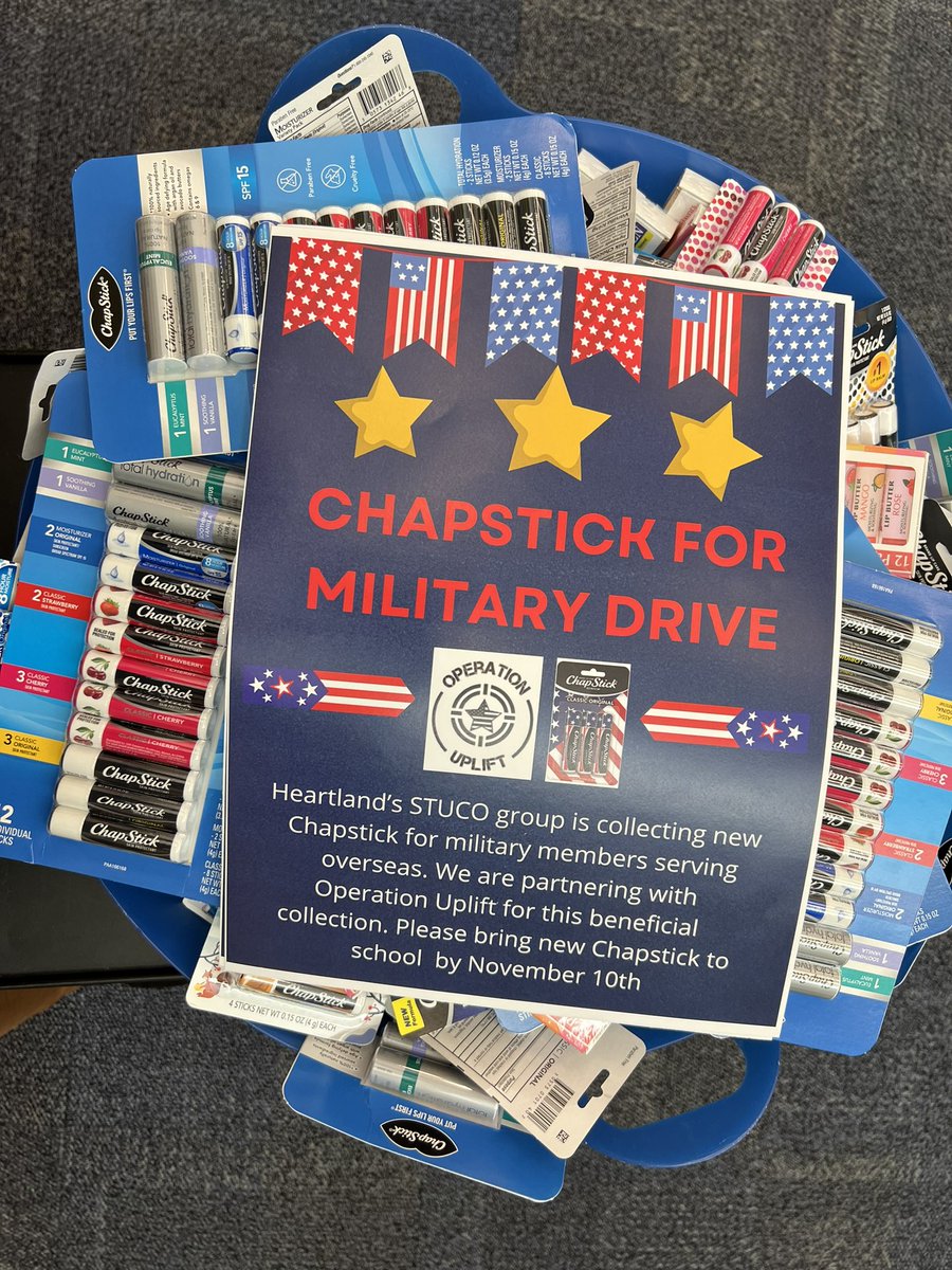 Heartland’s Veteran’s Day assembly was so meaningful for our students. Thank you to all our veterans who share what Veteran’s Day means to them. Also, our students collected over 1,150 tubes of chapstick for Operation Uplift. ⭐️ 🇺🇸 <a href="/bvlibraries/">BV LibraryMedia</a> <a href="/HRTJaguars/">Heartland Elementary</a>