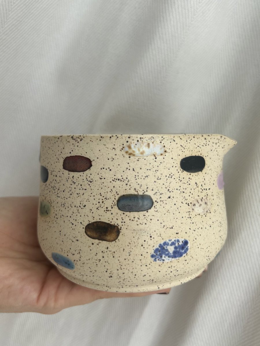 matcha bowl I made with swatches of lots of different glazes :)