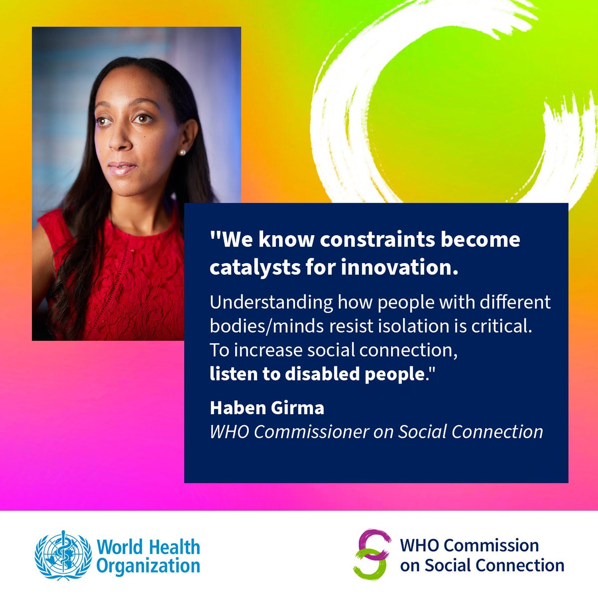 Haben Girma👩🏿🦯 (@habengirma) on Twitter photo As someone who struggled with isolation, as a Deafblind person in a world designed for sighted, hearing people, as a guide dog partner regularly facing public rejection, becoming a Commissioner of the World Health Organization <a href="/WHO/">World Health Organization (WHO)</a>’s new Commission 1/3 #PowerOfConnection As someone who struggled with isolation, as a Deafblind person in a world designed for sighted, hearing people, as a guide dog partner regularly facing public rejection, becoming a Commissioner of the World Health Organization <a href="/WHO/">World Health Organization (WHO)</a>’s new Commission 1/3 #PowerOfConnection