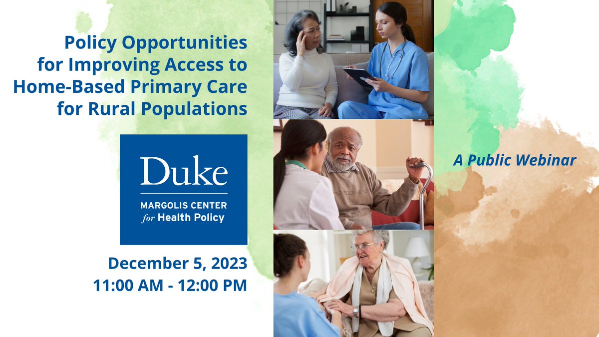 The demand for home-based primary care services has led to a significant care gap, particularly in rural populations. Join Duke-Margolis on December 5 to explore opportunities to increase access to home-based primary care in rural populations:  duke.is/2/sbvw