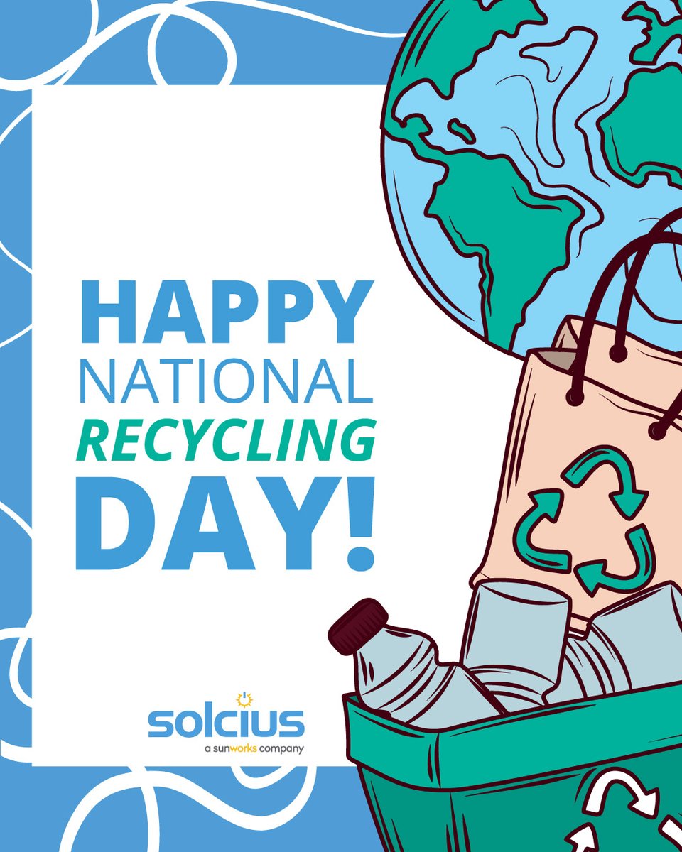 solciussolar's tweet photo. #HappyNationalRecyclingDay! At Solcius, we're passionate about sustainability, and recycling plays a vital role in preserving our planet. Let's all do our part to reduce waste and protect the environment. Together, we can create a greener future. 🌍♻️  #SustainableLiving #Recycle https://t.co/EWykheZG2x
