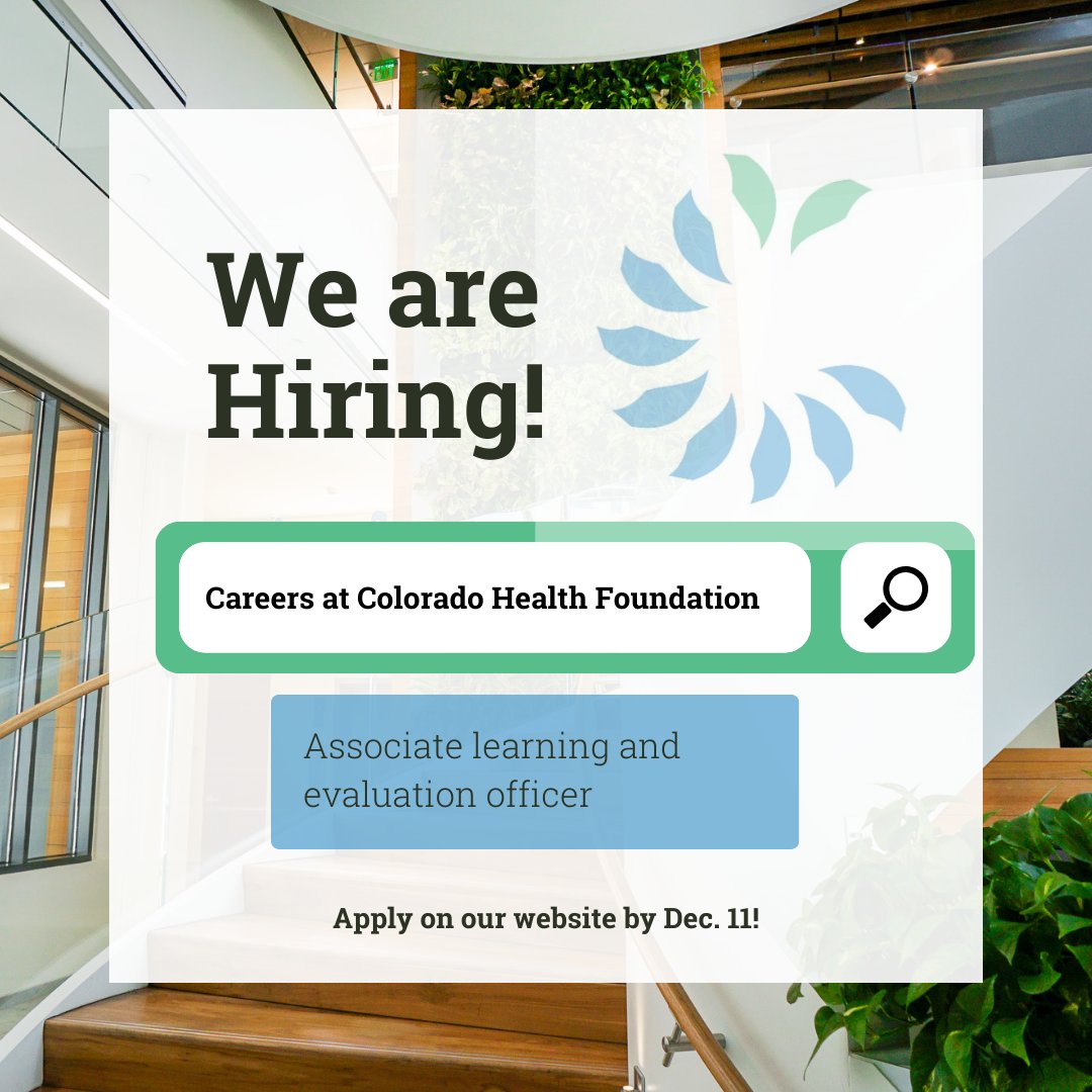 📣 We're looking for an associate learning and evaluation officer to join us at the Foundation! Head to our website to learn more and apply before Dec. 11! 📅 ow.ly/8SBC50Q7Gh5
