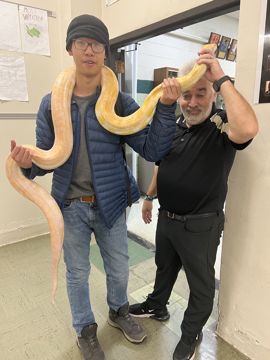 RobinShaon's tweet photo. Casey’s snake! Big hit and disruption at school today. @LHSIrish #Northsidepride @RobinShaon #teachers https://t.co/TUwYrVBSln