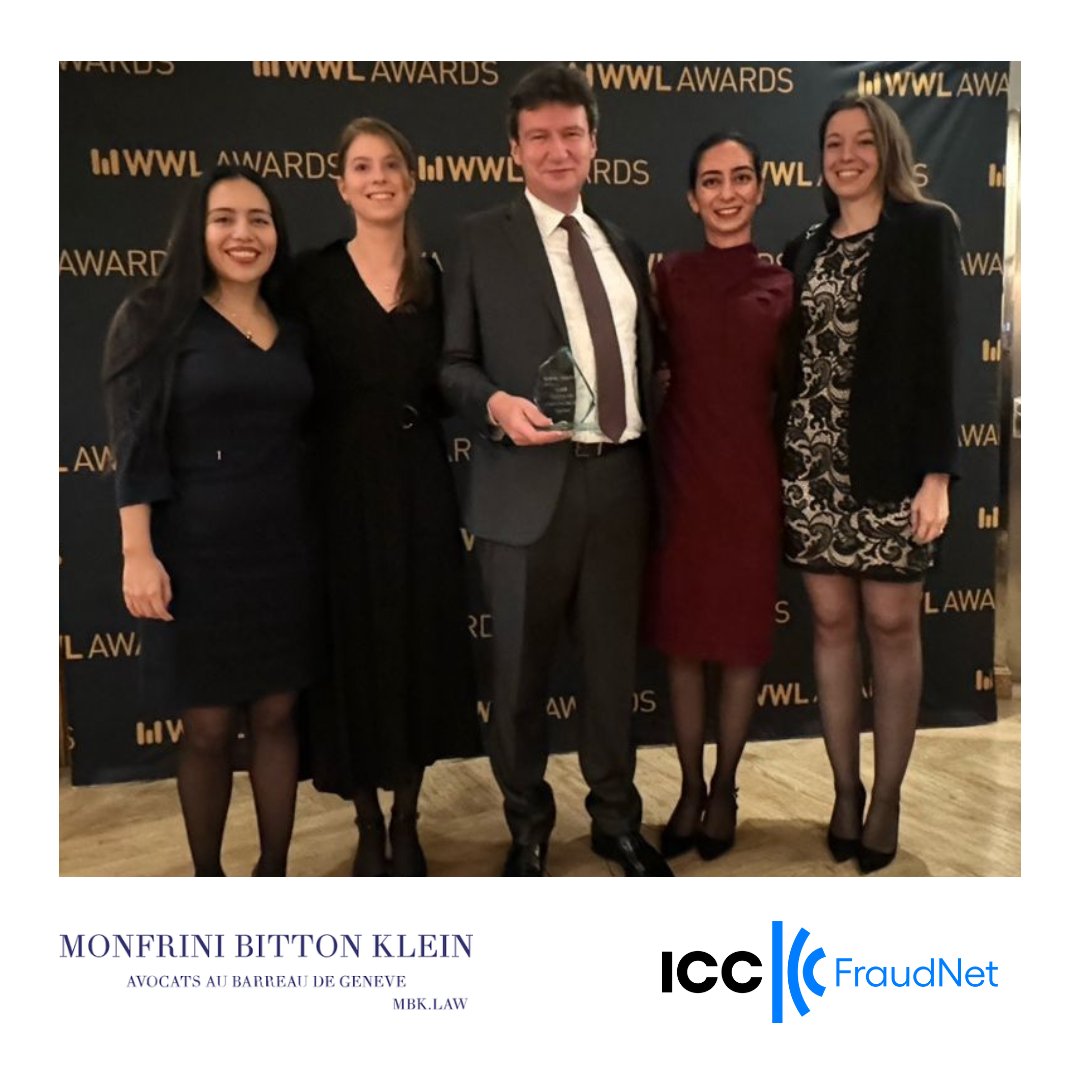 ICCFraudNet's tweet photo. We are delighted that Yves Klein our member in Switzerland has been recognised for the third time as the Who's Who Legal Asset Recovery Lawyer of the Year. Congratulations Yves for your well deserved award!
https://t.co/rtMeh4QT1c
#dreamteam #ICCFraudNet #assetrecovery https://t.co/Od0SORsrWo