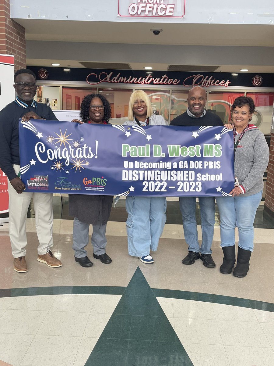 We @PaulDWestMiddle are super excited to be one of the 26 schools in @FultonCoSchools to be recognized as a @PBISRewards PBIS Distinguished School🐆🐆🐆👏🏾👏🏾👏🏾👏🏾👏🏾👏🏾 @DrTamaraCandis