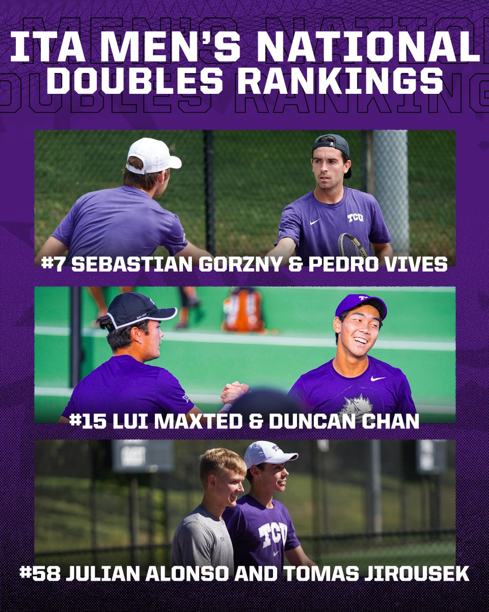 A nation-leading six Frogs close the fall in possession of an ITA doubles ranking 👏 #GoFrogs x #ITATennis