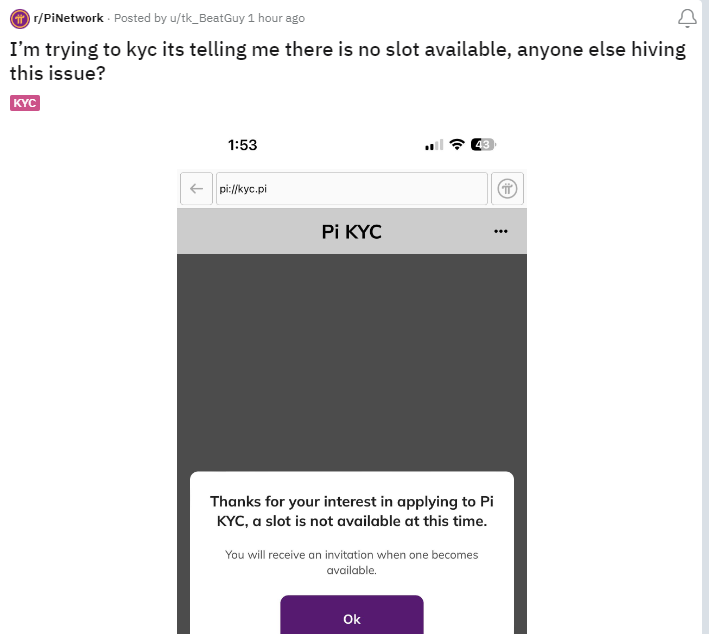 PiNetworkUpdate's tweet photo. PCT also need to give pioneers appropriate feedback in-app. #ImprovingCommunication
There's no good reason that pioneers, like this one, need to be confused about their situation. https://t.co/3oIZ5rjbKG