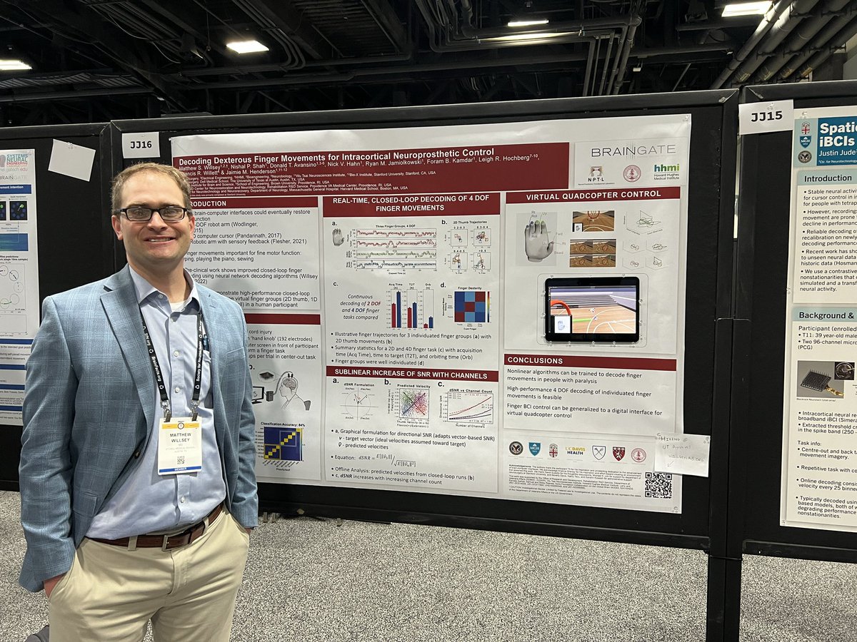 AyobamiWard's tweet photo. Great #SfN23 poster session by @matthew_willsey an @umichneuro / @ChestekLab alum on decoding dexterous finger movements in neuroprosthesis! Lots of great discussion! I’m proud to call him a mentor and lucky to call him a friend. https://t.co/ufvy6bGVEP