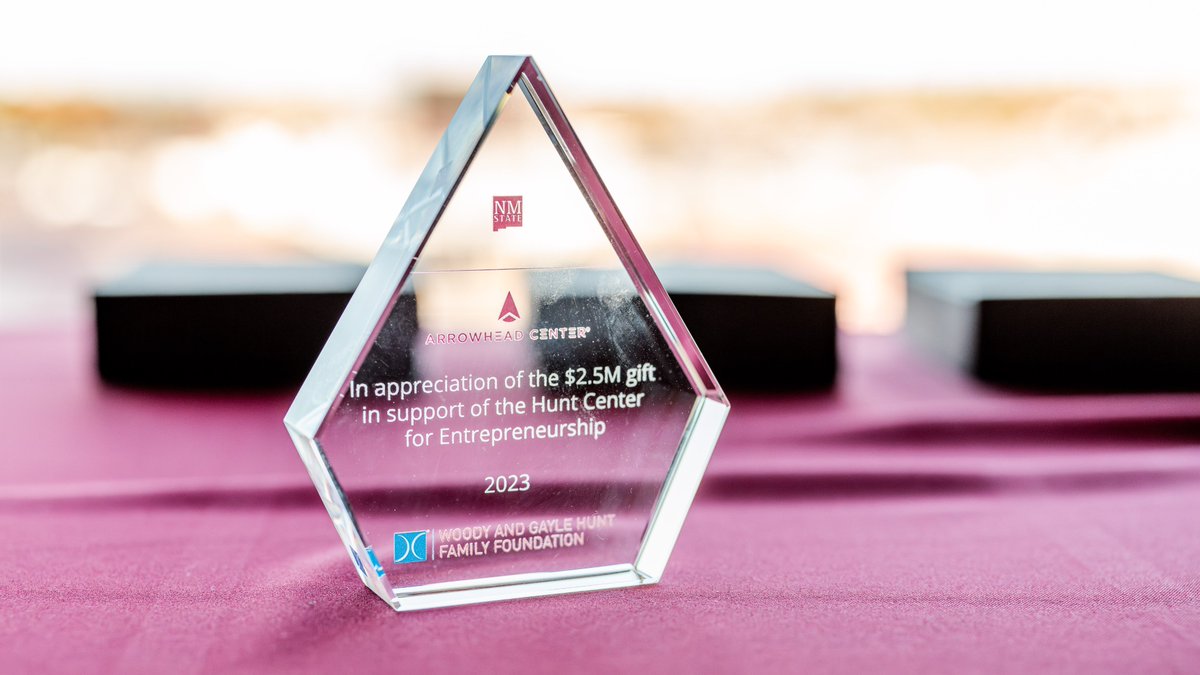 NMSUFoundation's tweet photo. Thank you, @HuntFamilyFdn, for your generous investment in the entrepreneurship ecosystem at NMSU's @ATI_Arrowhead Center! It fuels the #Borderplex region's enterprising spirit and innovative technology that contributes to economic prosperity. We are grateful for your support! https://t.co/O1IuUkIHtV