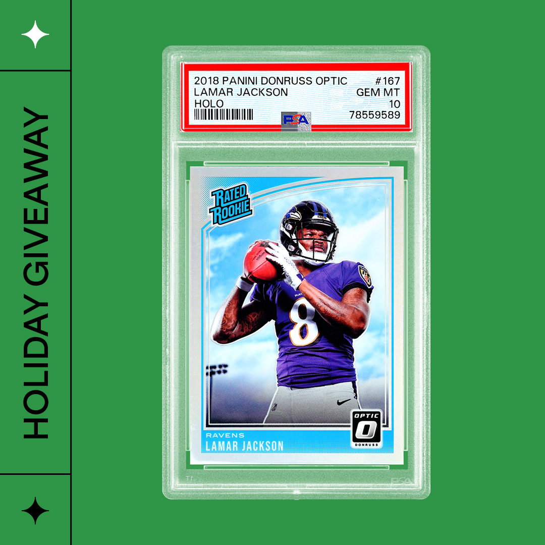 PSAcard's tweet image. 💎 𝐇𝐎𝐋𝐈𝐃𝐀𝐘 𝐆𝐈𝐕𝐄𝐀𝐖𝐀𝐘 💎

Along with weekly grading specials throughout the holiday season, we've also got some incredible cards to give out along the way, beginning with this gem of one of the NFL's MVP frontrunners.

How to enter for a chance to win:

1) Follow us…
