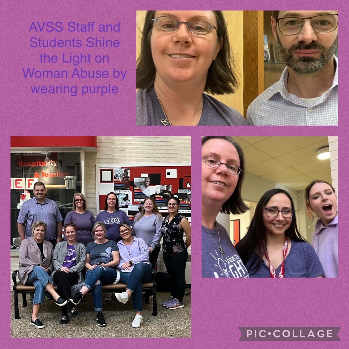 ArthurVoaden's tweet photo. Today is wear purple day. AVSS is wearing purple to bring awareness to violence against women.  #shinethelight2023 https://t.co/CstQ9ZhiIm