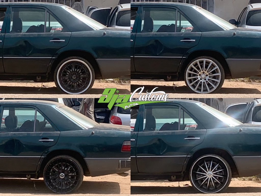 9jaCustomsAutos's tweet photo. Mercedes Benz W124 Restoration Project. Wheels Selection. Opinions Please.  In My Experience, 50% Of The Beauty Of A Ride Comes From The Choice Of Wheels. To Exergerate, I Can Say 90% In Some Cases.  Note: Your Opinions Dont Matter, Owner With "THE MONEY" Has Made A Choice!!! https://t.co/npoLMXC3be