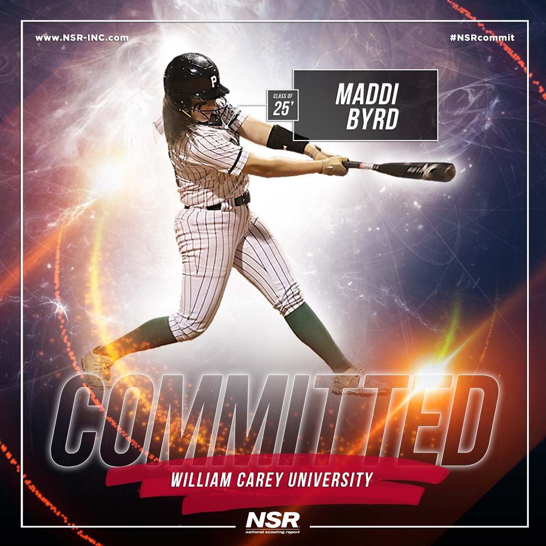 🚨#CommitmentAlert🚨
Congrats to #NSRsoftball Maddi Byrd

🎓: 2025
🌎: Brandon, Mississippi
🏫: Pisgah HS
✅: to @WmCareyU !👍🥎
👤: <a href="/coachcagle76/">robert cagle</a> &amp; Susan Cagle
🖥: buff.ly/3G1Cn4t
#NSRcommit
#MaddiByrdNSR