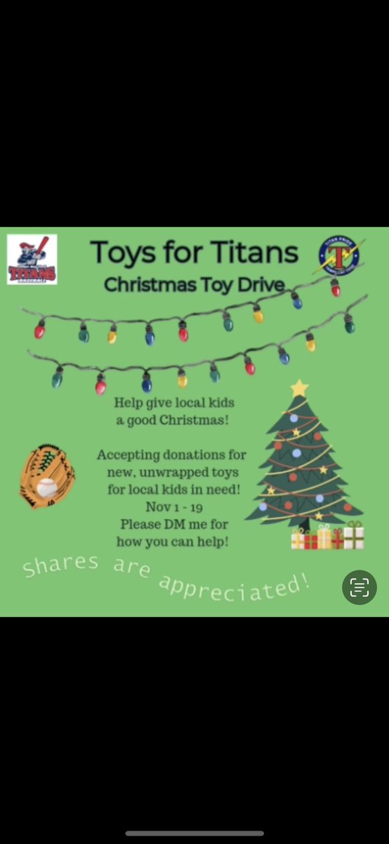 Please join us in supporting our first annual Toys for Titans toy drive! We are looking to provide a special holiday season to families in need within our community ❤️ #ToysForTitans #GoTitans