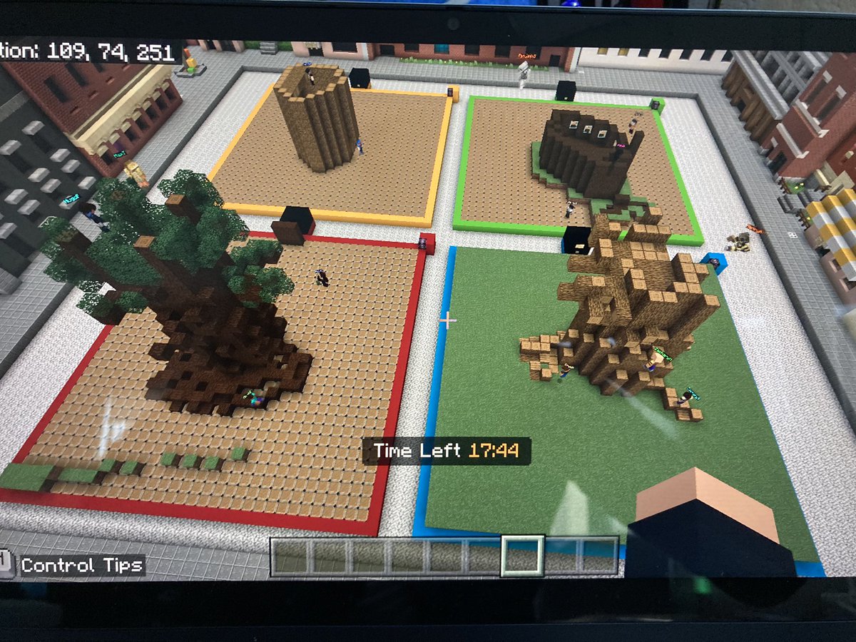 MrMacKenzie5's tweet photo. Time lapse of today’s @PlayCraftLearn #MinecraftClub @StGeorgeOCSB. In groups of 5-6 build a from scratch “tree house.” Amazing communication happening today. Our focus this month! https://t.co/rTbdxkg4sv