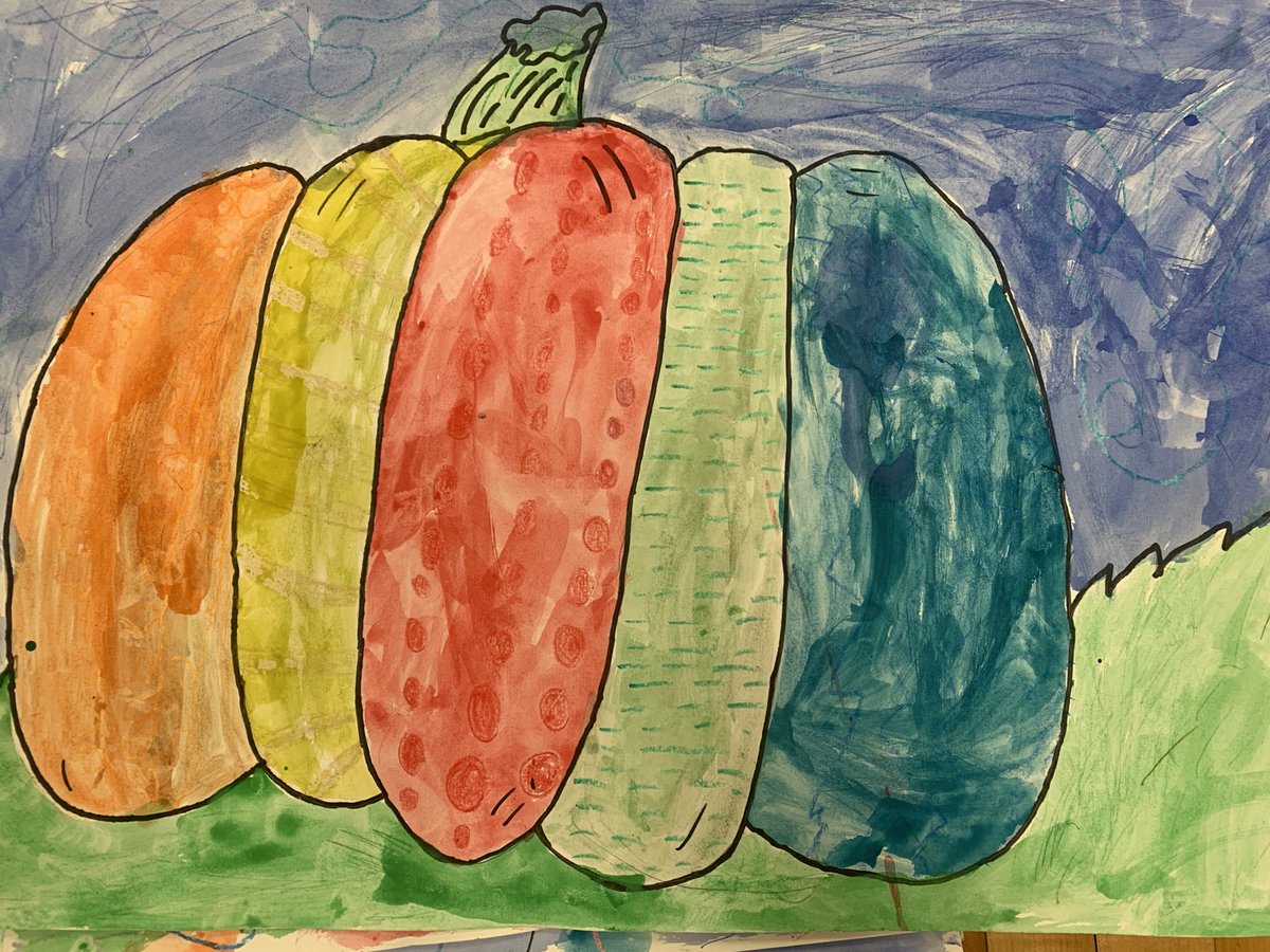 Lines are everywhere we look in 1st grade , check out these pumpkin compositions