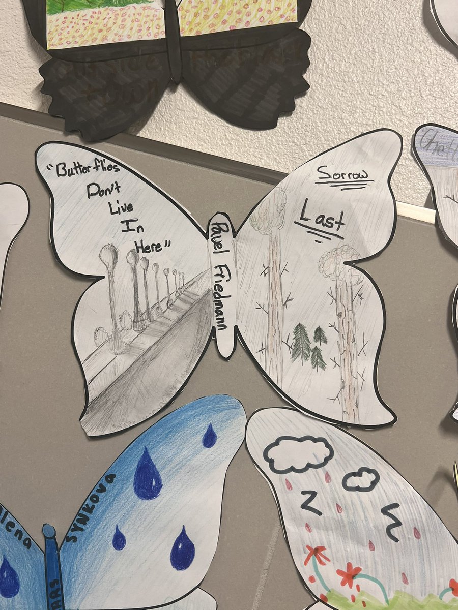 StaffordClass's tweet photo. During our Informational Unit we explored poetry from Children of the Terezin, which was a ghetto in the Holocaust. Students explored imagery within the poem and inferred  characteristics of each author. They created a visual. @ProsperRushing #RushingAllAlways @ProsperISD https://t.co/91rwZOlvEG