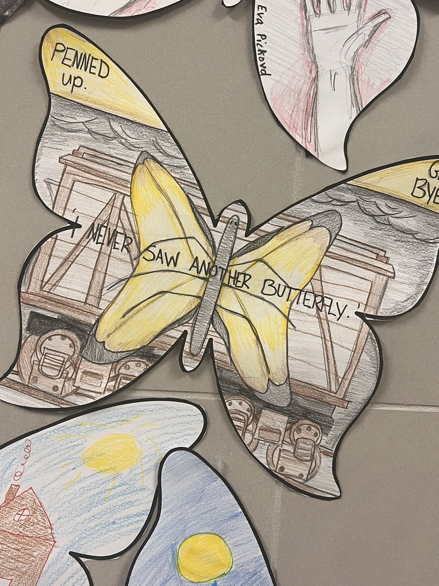 StaffordClass's tweet photo. During our Informational Unit we explored poetry from Children of the Terezin, which was a ghetto in the Holocaust. Students explored imagery within the poem and inferred  characteristics of each author. They created a visual. @ProsperRushing #RushingAllAlways @ProsperISD https://t.co/91rwZOlvEG