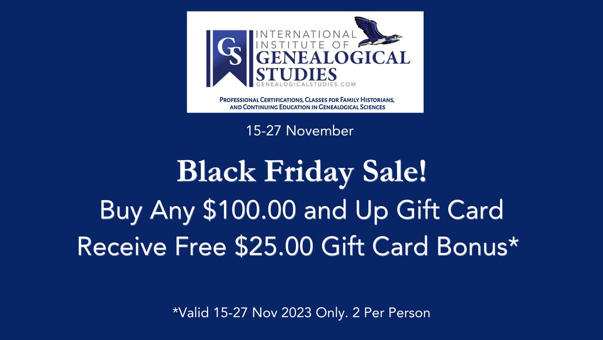 GeneaStudies's tweet photo. #BlackFriday #giftideas #giftcards #Genealogy
Buy Here: https://t.co/EEVa87gP7x https://t.co/Y6zo4m0FCm