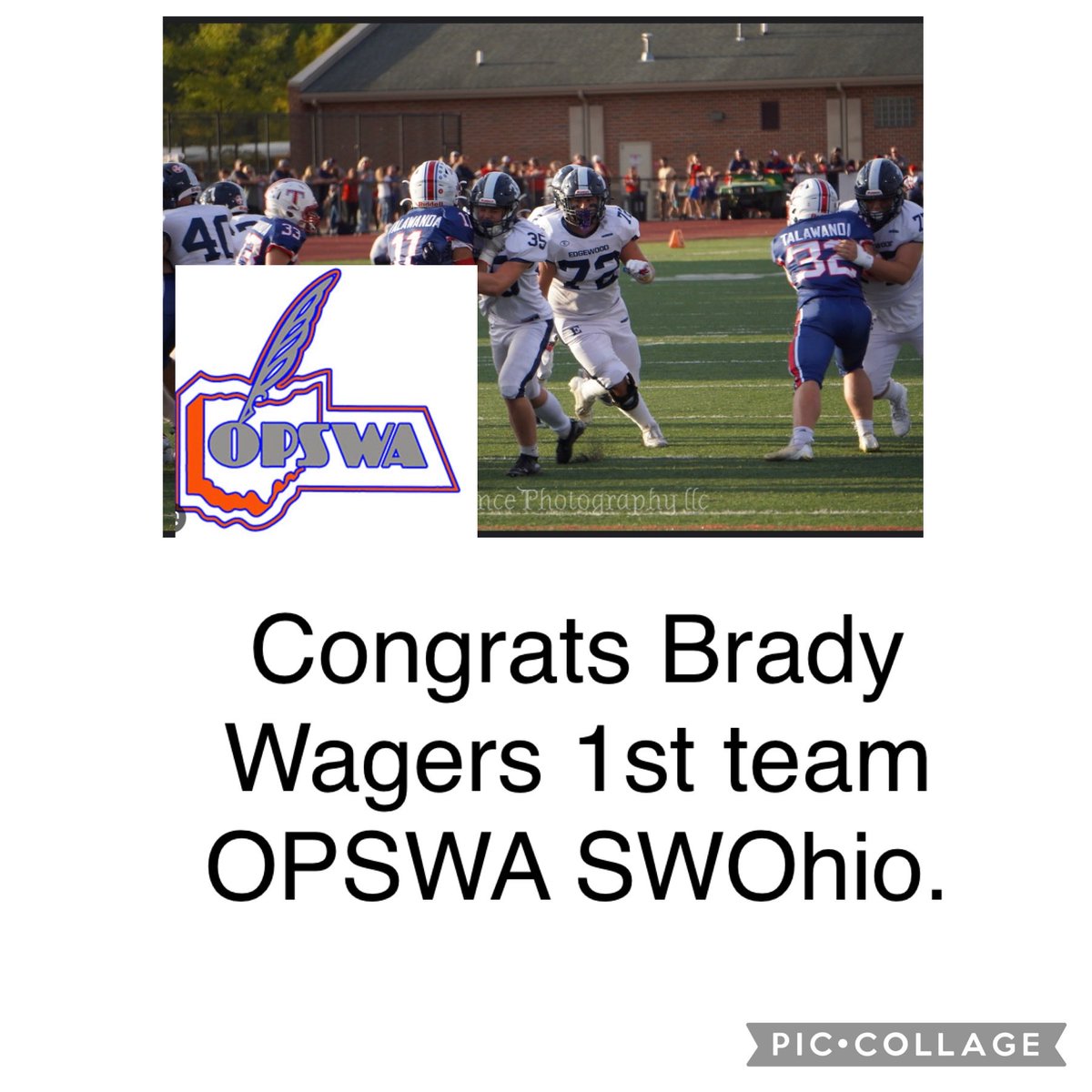 Congrats Brady on being selected 1st team SWOhio 🏈 ⁦<a href="/brady_wagers/">brady wagers</a>⁩ ⁦<a href="/SWBLSPORTS/">Southwestern Buckeye League</a>⁩ ⁦<a href="/EdgewoodFB/">Edgewood Football</a>⁩   #THEEDGE