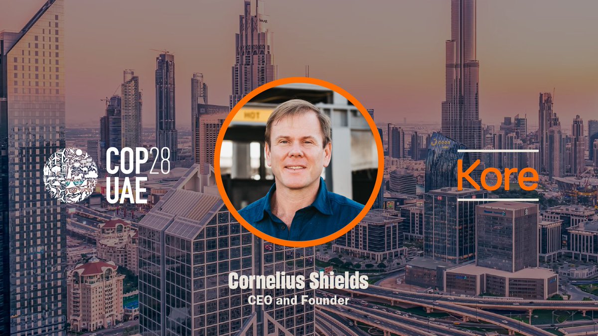 Kore_Infra's tweet photo. Our Founder and CEO Cornelius Shields is attending @COP28_UAE and looking forward to sharing Kore’s waste-to-energy solution in the discussions to advance the work to mitigate the impacts of climate change.

#COP28UAE #COP28 https://t.co/rRBCJKNiBY