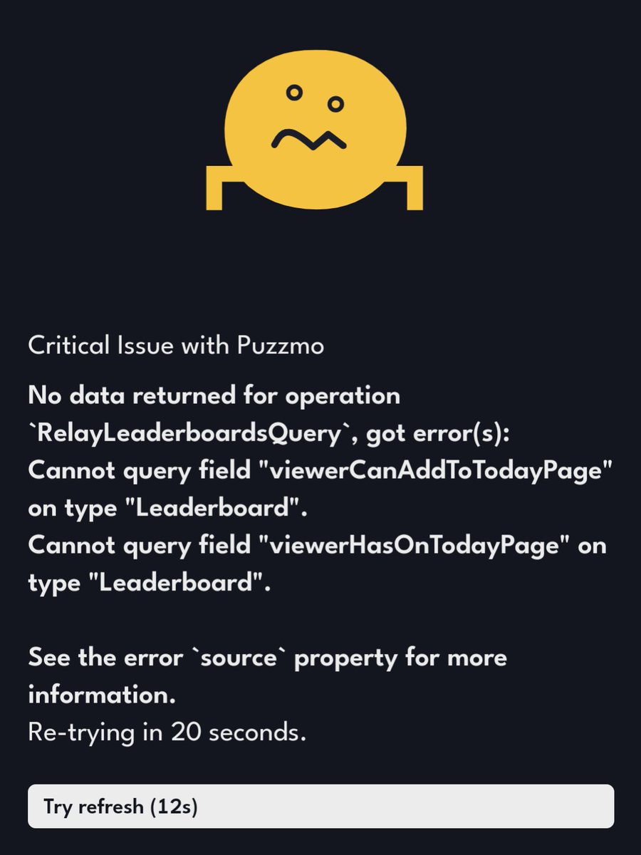 natterbrot's tweet photo. @puzzmotoday i keep getting this error. it loads first but then throws everything out to show this. playing in chrome on android. https://t.co/SH22yo4WGO