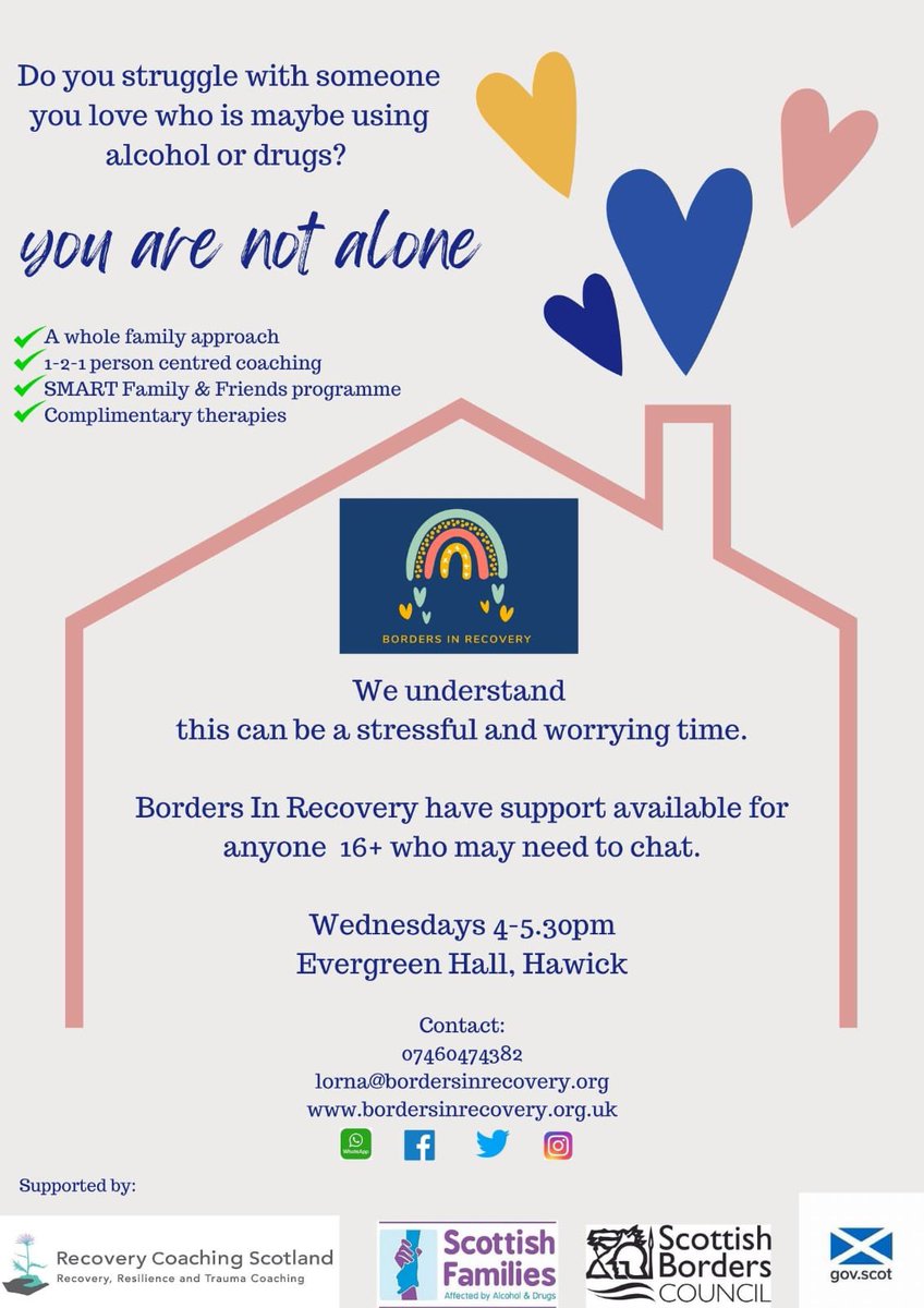 Borders In Recovery (@bordersrecovers) on Twitter photo We are delighted to formally launch our #WholeFamilyApproach support group providing #PeerLed #LivedExperience support for people impacted by substance use. You’re not alone, we can support with 1:1 Coaching, group work and complimentary therapies. @doig_fiona <a href="/ElenaWhitham/">Elena Whitham MSP</a> We are delighted to formally launch our #WholeFamilyApproach support group providing #PeerLed #LivedExperience support for people impacted by substance use. You’re not alone, we can support with 1:1 Coaching, group work and complimentary therapies. @doig_fiona <a href="/ElenaWhitham/">Elena Whitham MSP</a>