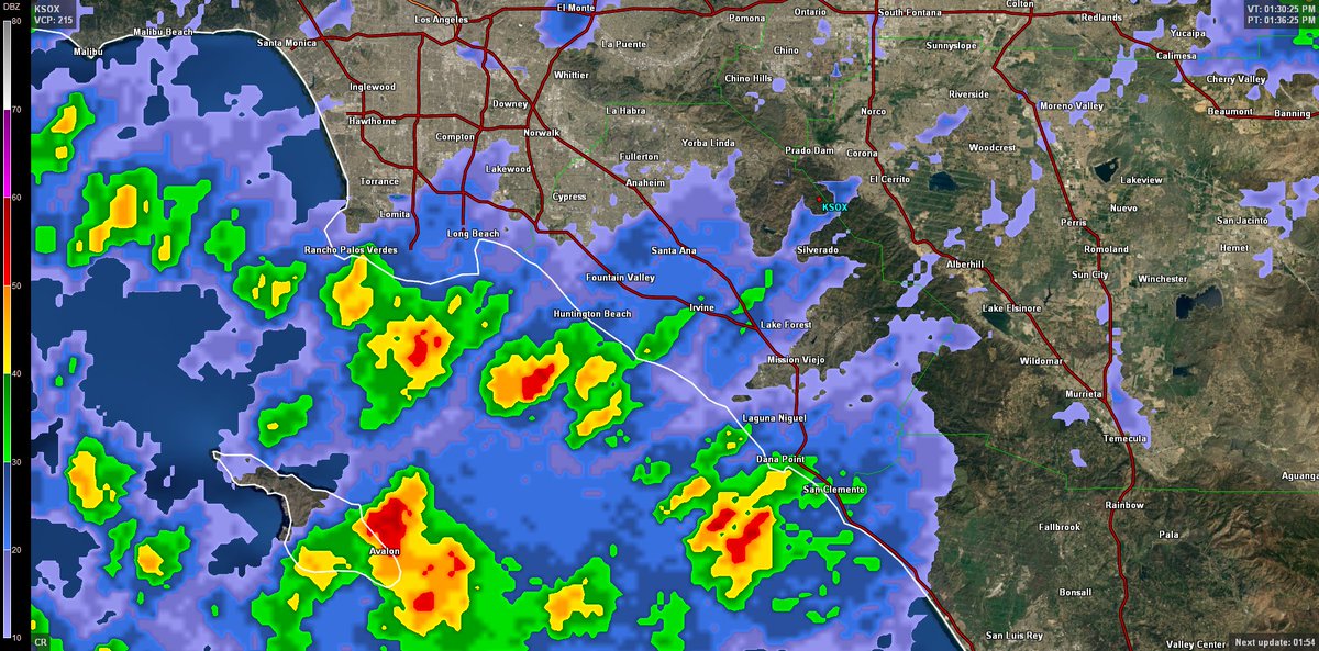 NWSSanDiego's tweet photo. Attention Orange County coastal, incoming showers and thunderstorms in wave 2 #cawx when thunder roars go indoors https://t.co/LUdlyOwXVt