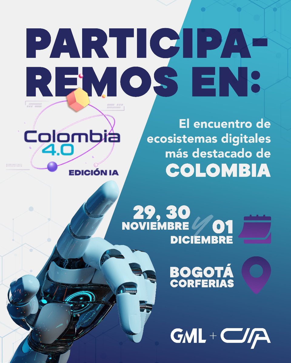 gmloficial's tweet image. ¡Estamos emocionados de ser parte de Colombia 4.0, el evento líder de ecosistemas digitales en Colombia! 🇨🇴

 Nos vemos en este emocionante evento donde la tecnología y la creatividad se encuentran. ¡No te lo pierdas! 🚀

 #Colombia4.0 #InnovaciónDigital #GMLSoftware