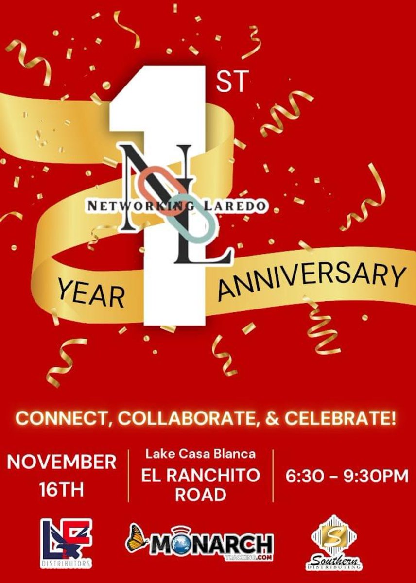 #tmobile #smra #Laredo
Counting down to Networking Laredo’s 1 year Anniversary Event