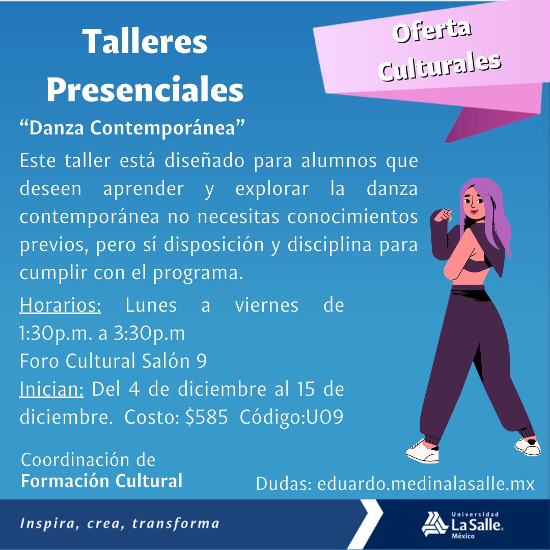 LaSalleMXArte's tweet image. #FormaciónCultural #ProgramasCulturales #talleres