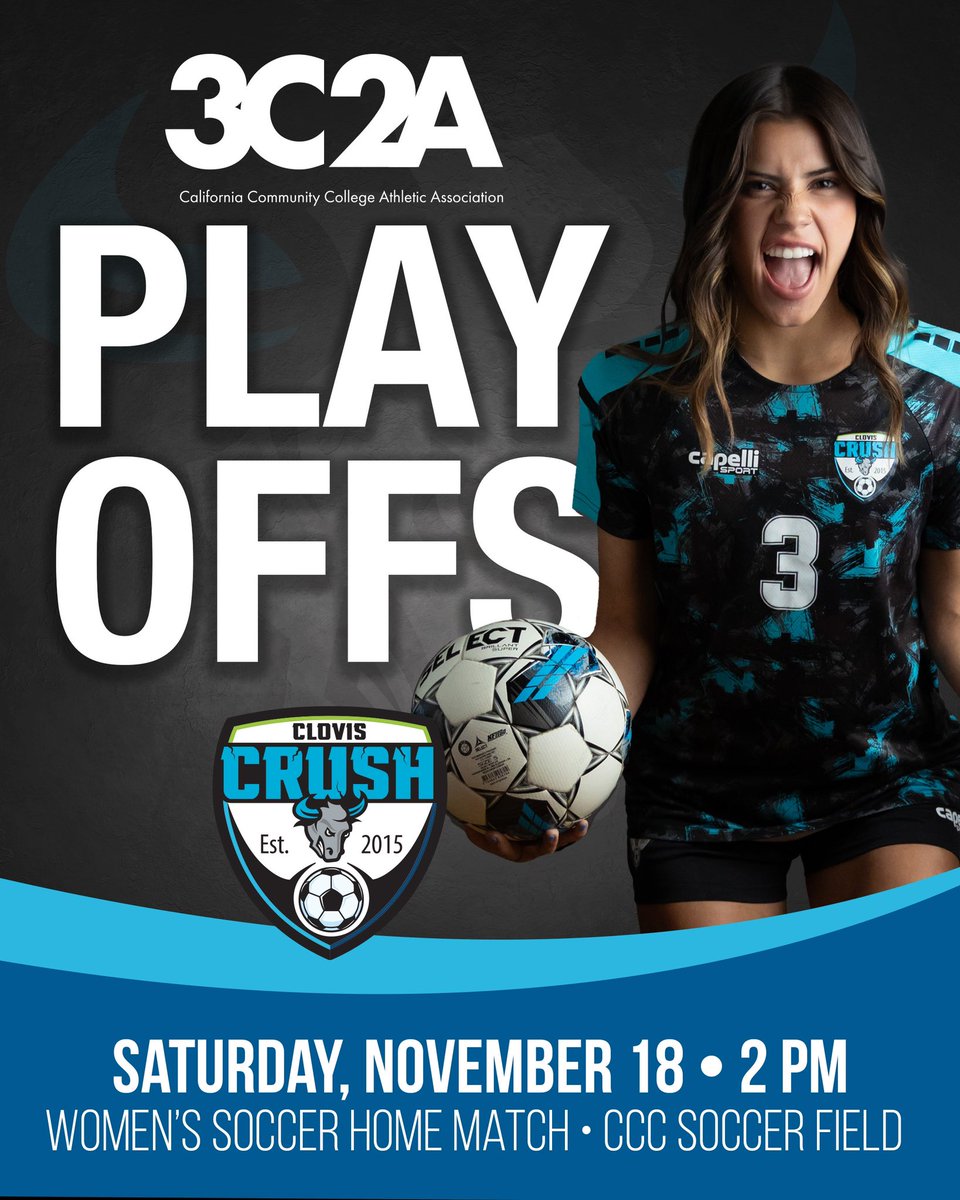 Playoffs!!! Come on out and support your #2 seed <a href="/cloviscrushwsoc/">Clovis Crush Women's Soccer</a> this Saturday at 2pm! Crush Republic, we need you and we need you loud! #VamosCrush