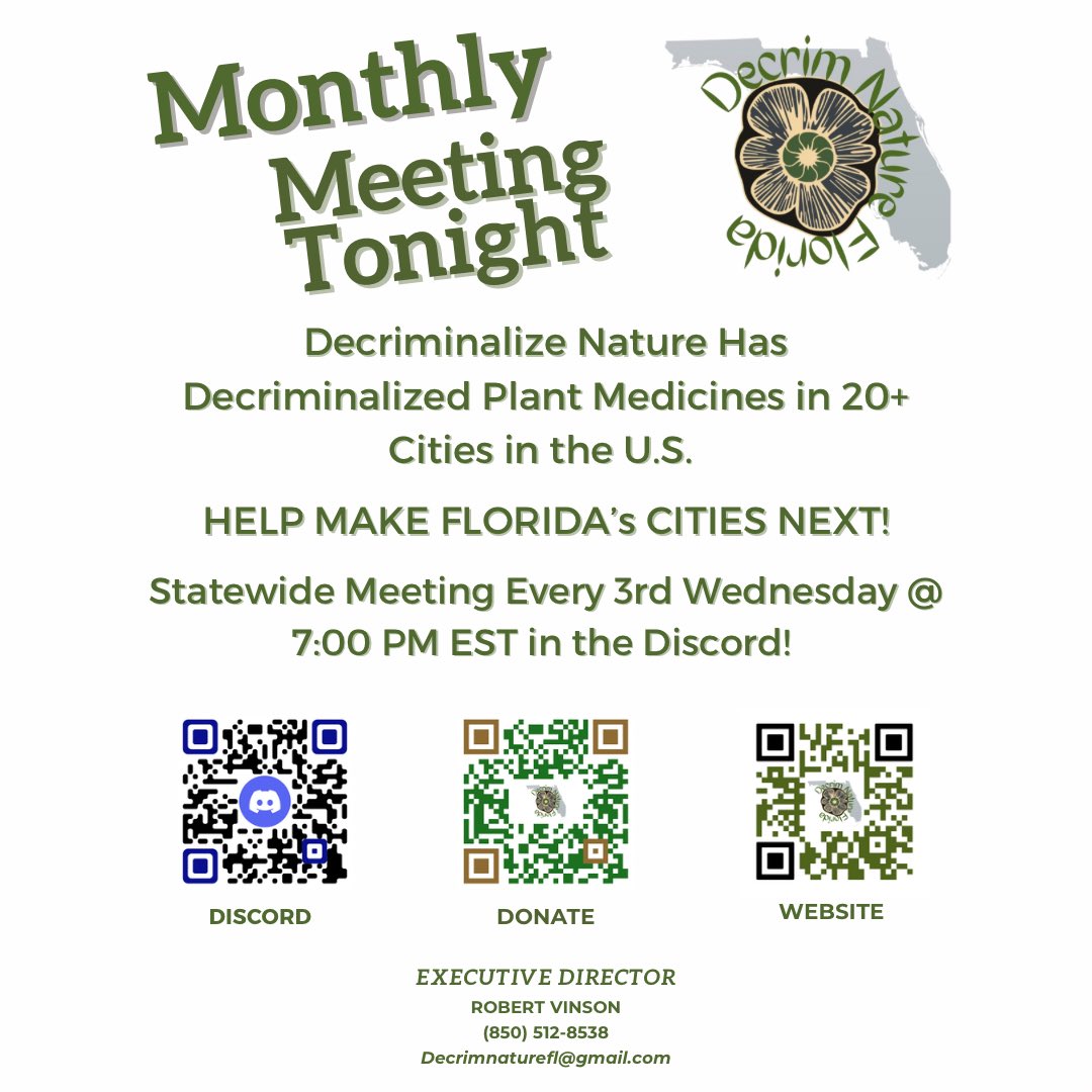 MONTHLY MEETING TONIGHT! Join the discord! #decrimnature #florida #mushrooms #psychedelics #plantmedicine