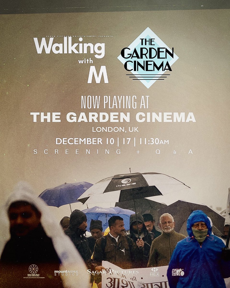 The Garden Cinema, London is proud to host the UK premiere of ‘Walking with M’ the acclaimed and award winning documentary, based on author and educationist Sri M’s Walk of Hope, the 7500km peace-march across India.

Get your tickets now: tinyurl.com/WWMGCtickets