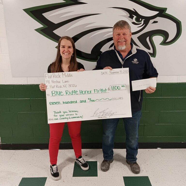 Ms. Dillon coordinated a fundraiser for Blue Ridge Honor Flight. In just 4 morning car rider lines, we raised $1100 to donate to Blue Ridge Honor Flight. Honor Flight provides trips to Washington, DC for local veterans. #ThankYouVeterans #EaglePride #GoEagles