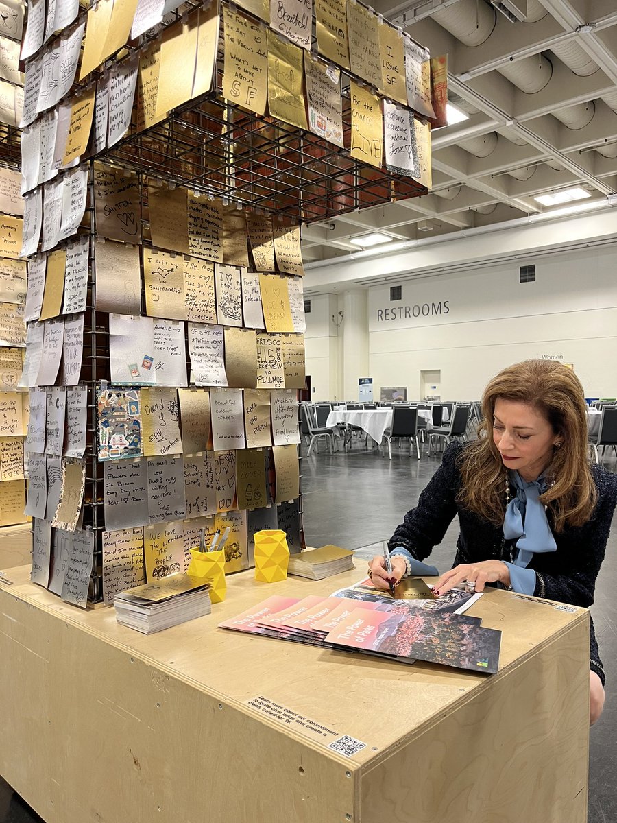NewsBridgeSF's tweet photo. San Francisco Chief of Protocol, Maryam Muduroglu participates in the “Love Letters to SF” instillation at the 2023 APEC CEO Summit. Composed of glistening letters written by SF locals and visitors, the exhibit showcases the city’s spirit and civic pride. @shineonSF 
#APEC2023SF https://t.co/MKG4QYW2GO