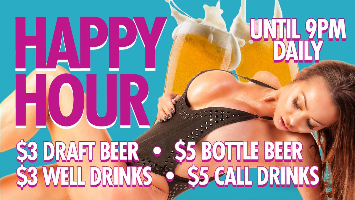 minkslasvegas's tweet photo. Happy Hour until 9pm 🍻! Enjoy $3 draft beer &amp; well drinks 🥃 and $5 bottled beer &amp; call drinks 🍾. #HappyHour #DrinkSpecials #Cheers 🍻 #Minks #MinksVegas https://t.co/IMdvGvMuzZ