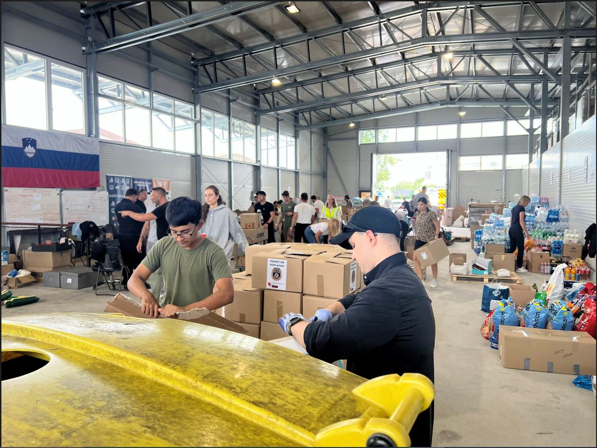 #MSGs from Detachment Ljubljana, Slovenia volunteered to sort, package, and manifest humanitarian supplies alongside former Slovenian President Borut Pahor. In August, Slovenia faced a natural disaster that caused damages estimated at $550 million.