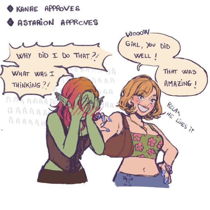 For those who know my ocs, this is actually peak Kanae energy LOL but not really my tav's personality 👉👈 still I really wanted to draw her like that so let's just say she was in a trance or something 