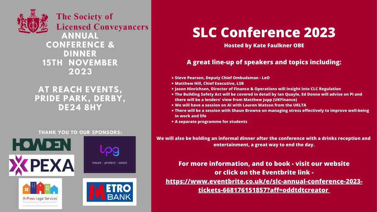Arch_Convey's tweet photo. 🤝 Lovely to meet so many at The Society Of Licensed Conveyancers' Annual Conference at Reach Events in Derby.
👏 Thank you to all the sponsors and speakers for your valuable information! 

@slc_the @Metrobank @dcfcofficial @Howden_UK @eventbrite https://t.co/JTmbgwzJiz