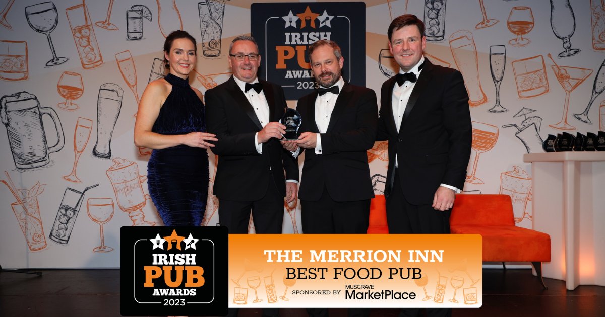 IrishPub_Awards's tweet photo. Congratulations to @THEMERRIONINN Dublin, Winner of Best Food Pub 2023 🏆

Huge thank you to our sponsor @MusgraveMPlace 👏#IrishPubAwards2023 #BestFoodPub https://t.co/QwoPDx3LEL