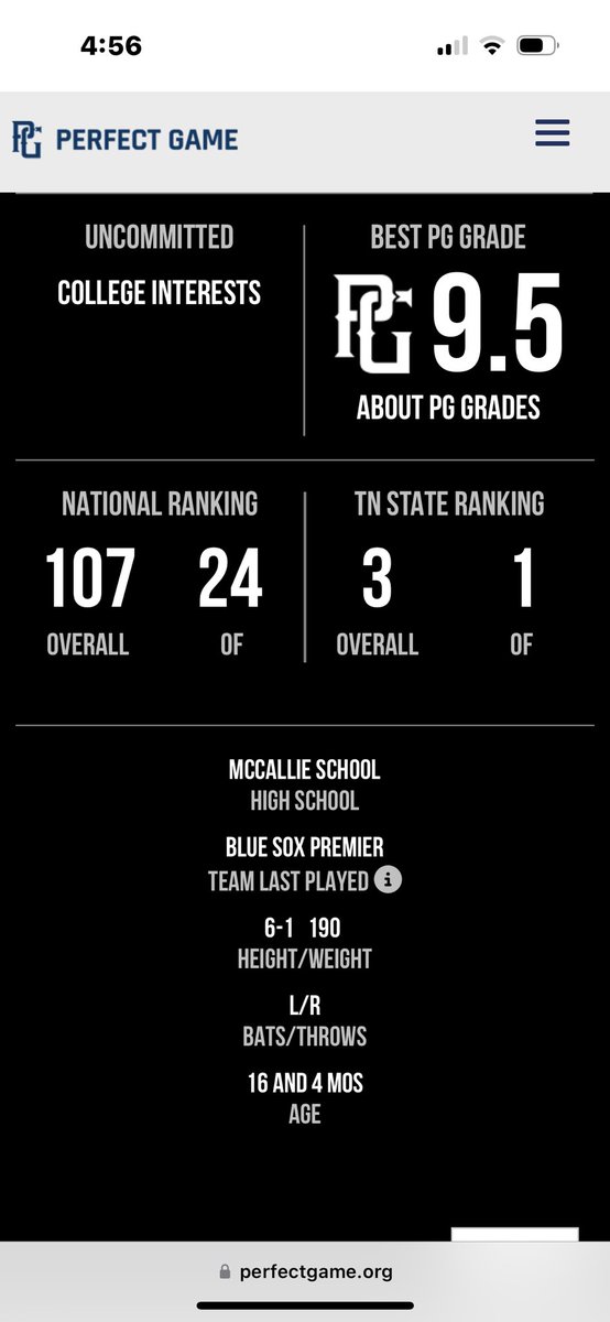 NoahWilson26's tweet photo. Thank you for the new ranking! @PerfectGameUSA @PG_Uncommitted @PG_Scouting @PG_Tennessee @BlueSox_BSB https://t.co/kYDy7KZn4W