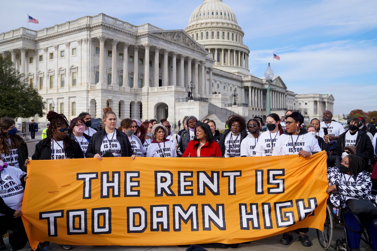 RepJayapal's tweet photo. The rent is TOO. DAMN. HIGH.

Thrilled to join People’s Action (@PplsAction) today as part of their Homes Guarantee Campaign — a movement to ensure tenants’ rights across our country. It’s time to end the housing crisis and deliver for Americans. https://t.co/lBlUmhNEpO
