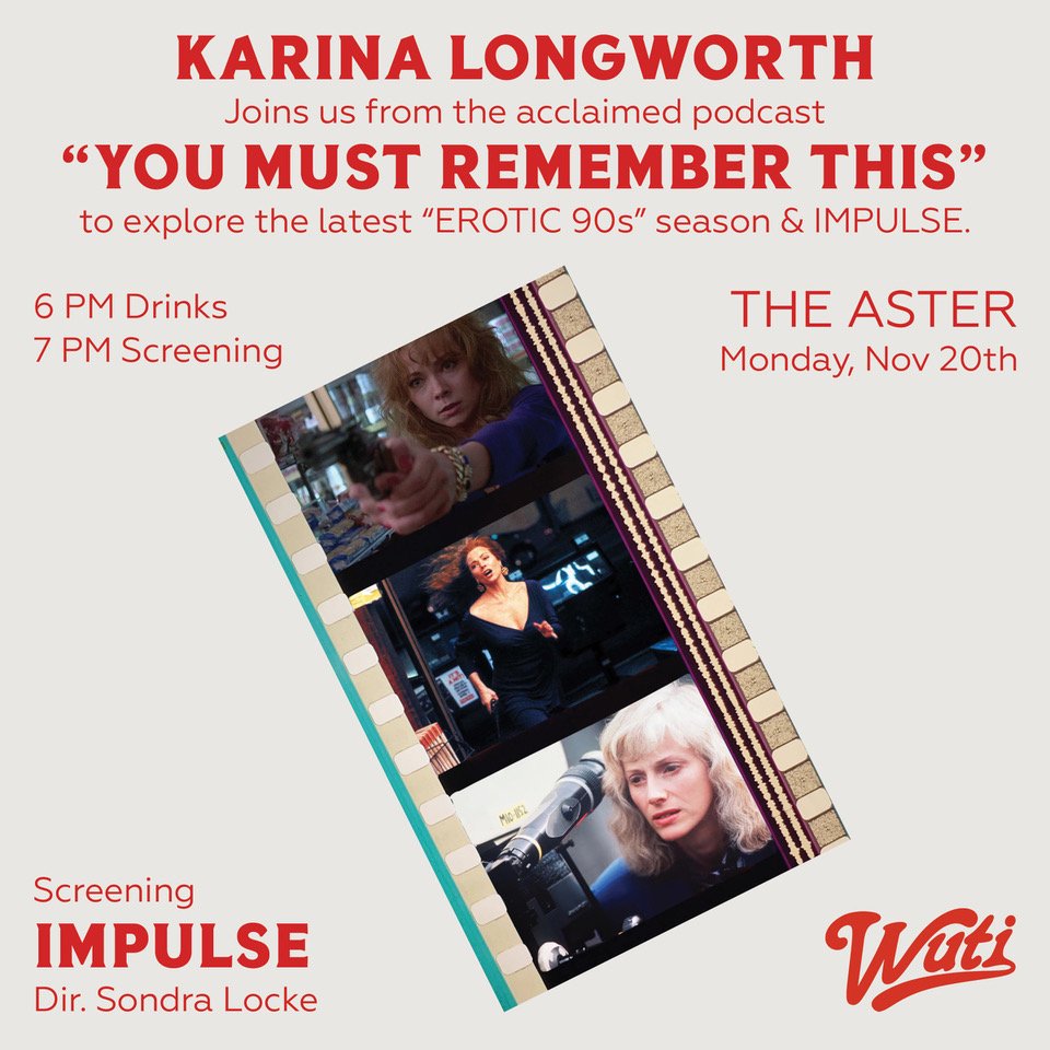 I'm doing a talk after a screening of Sondra Locke's IMPULSE on Monday in Hollywood. RSVP here! partiful.com/e/Yk4CAmQAhPZX…?