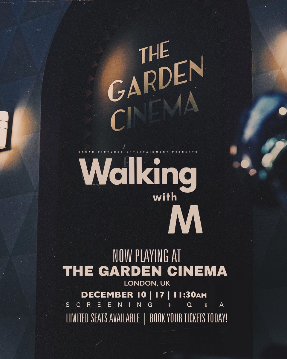 Walking with M (@walkingwithm) on Twitter photo Do not miss this State of the Art Theatrical Experience at the London City Premiere of the Documentary Event 7 years in the making, ‘Walking with M’ now playing at <a href="/TheGardenCinema/">The Garden Cinema</a>
Seats are filling fast. Book now!
tinyurl.com/WWMGCtickets
#walkingwithm Do not miss this State of the Art Theatrical Experience at the London City Premiere of the Documentary Event 7 years in the making, ‘Walking with M’ now playing at <a href="/TheGardenCinema/">The Garden Cinema</a>
Seats are filling fast. Book now!
tinyurl.com/WWMGCtickets
#walkingwithm