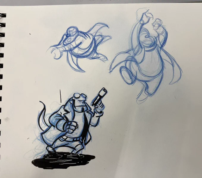 Somehow a tiny Hellboy showed up on my Monterey Jack studies today 