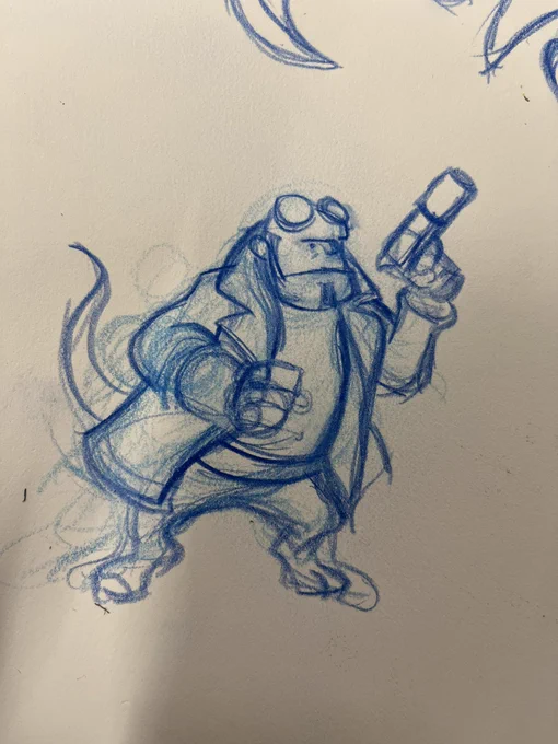 Somehow a tiny Hellboy showed up on my Monterey Jack studies today 