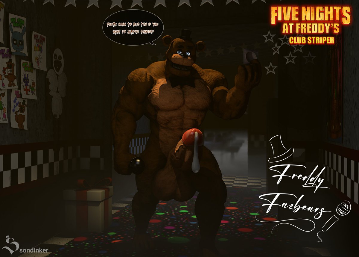 SondinkerNSFW's tweet photo. The actors of the movie fnaf are autographing their posters, follow up with Freddy Fazbears the famous vocalist and the papa bear of the band 😏
#FNaF       #FNAFMOVIE       #bara #nsfw #bara #3D #C4D https://t.co/r5FJQzW739