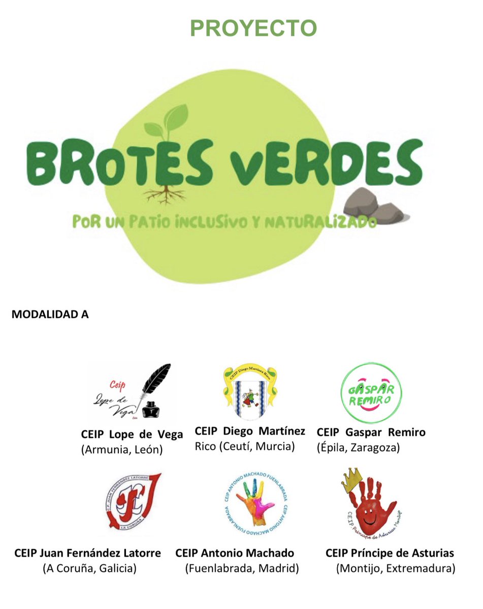ceipprincipemon's tweet photo. ¡Fiesta! Hemos sido seleccionados con nuestro proyecto “ Brotes Verdes” en la convocatoria de AGRUPACIONES ESCOLARES 2023-2025, para la realización y puesta en práctica de proyectos comunes que favorezcan la educación inclusiva, la innovación educativa y la creatividad. https://t.co/EgleAeHdnx