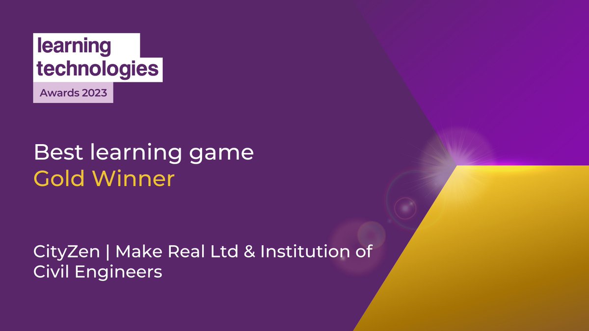 We are delighted to announce that @MakeRealLtd and the Institution of Civil   Engineers <a href="/ICE_engineers/">ICE</a> are the #LT23Awards Gold Winners for Best learning game! ✨